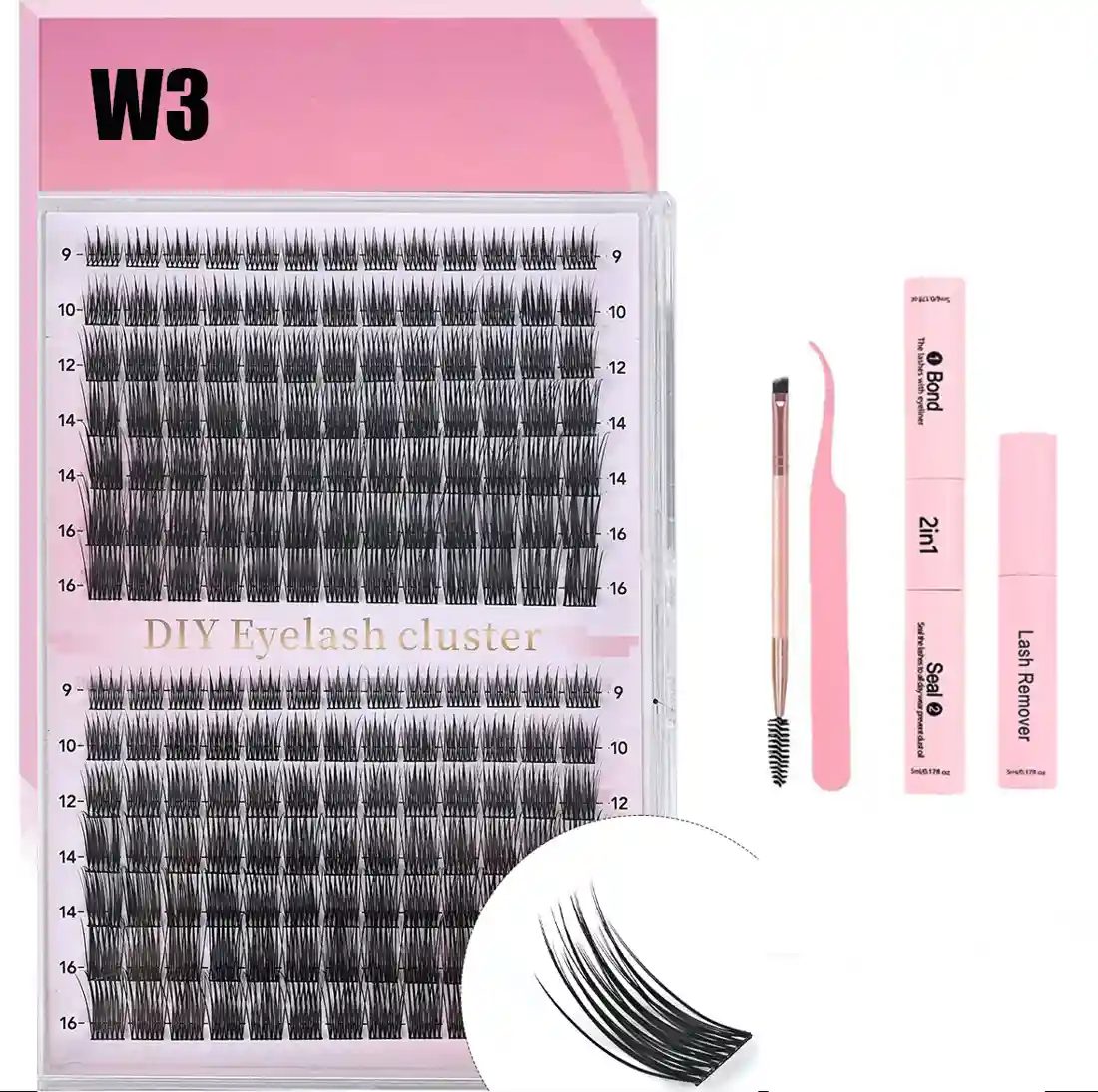 W3 Eyelash And Tool 4Piece Set