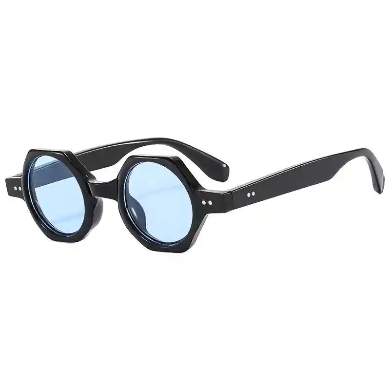 Sunglasses-Bright Black Blue Lens
