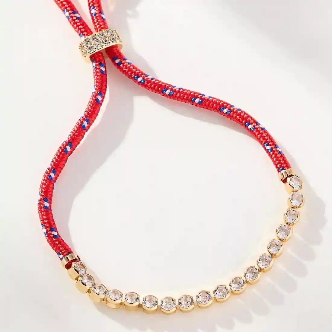 Red Cord With Blue Stripes-Hand Bracelet