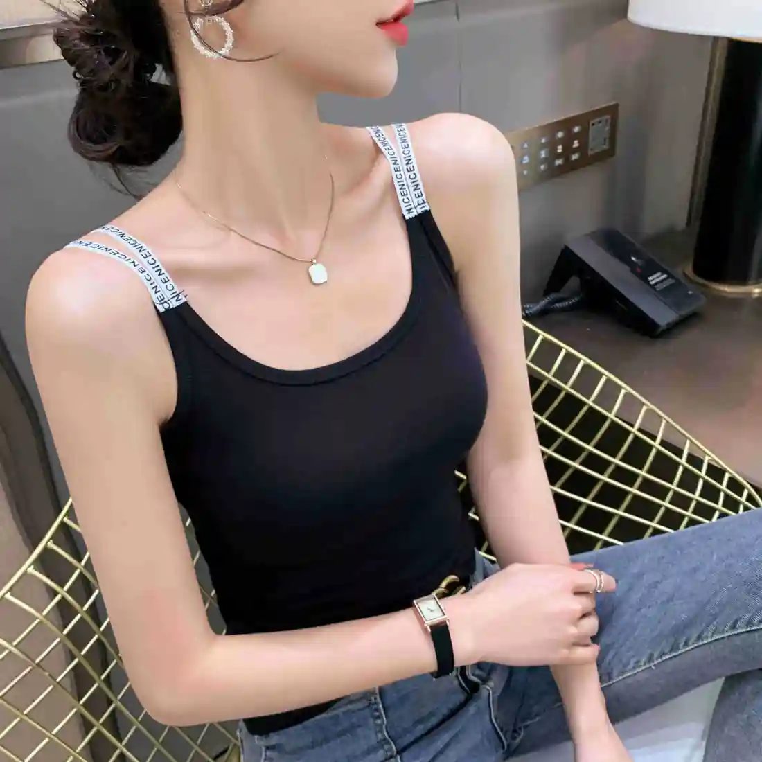 Black-M-Letter Double Strap