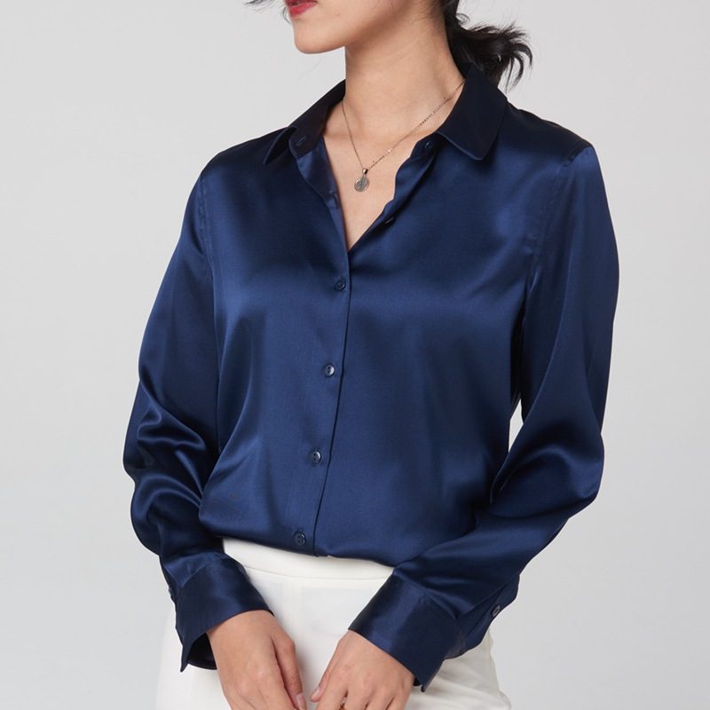 Professional-style Color-blocked Commuter Shirt Slim-fit Square-neck Top