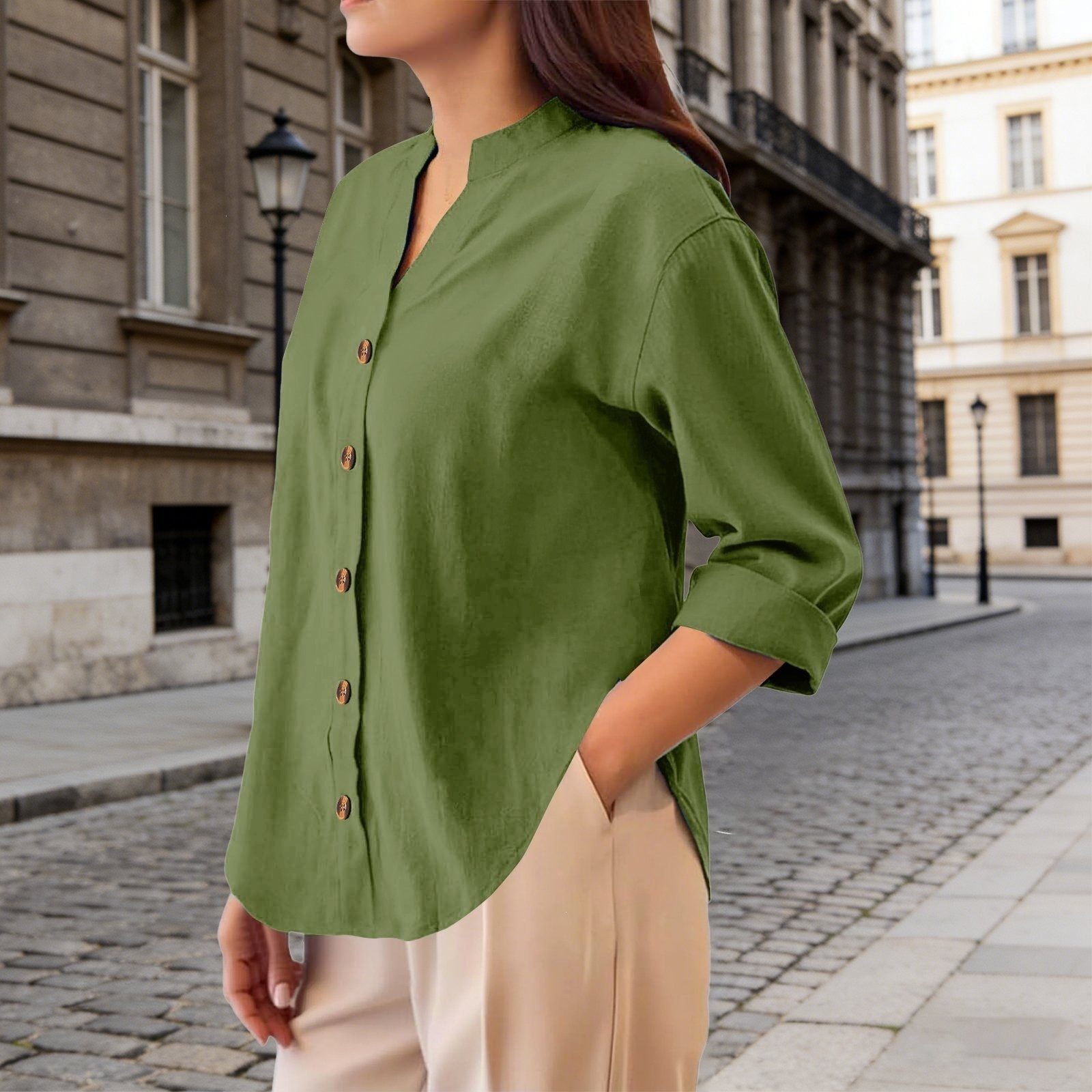 Loose-fit Cotton-linen Cardigan Long-sleeve Casual Blouse For Women