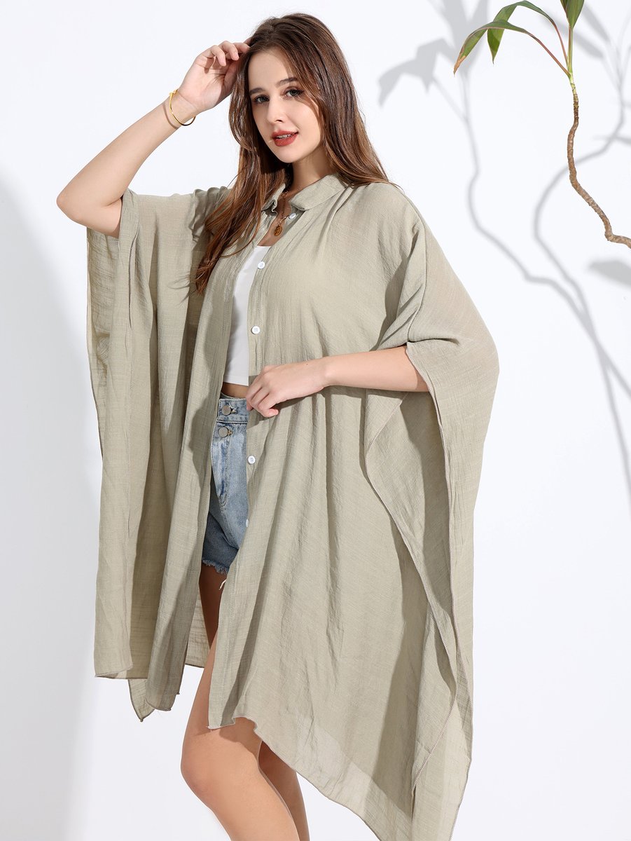Tencel Bamboo Beach Sun Protection Clothing For Women, Bikini Cover-Up, Swimsuit Outerwear, Loose Breathable Water Sports Clothing