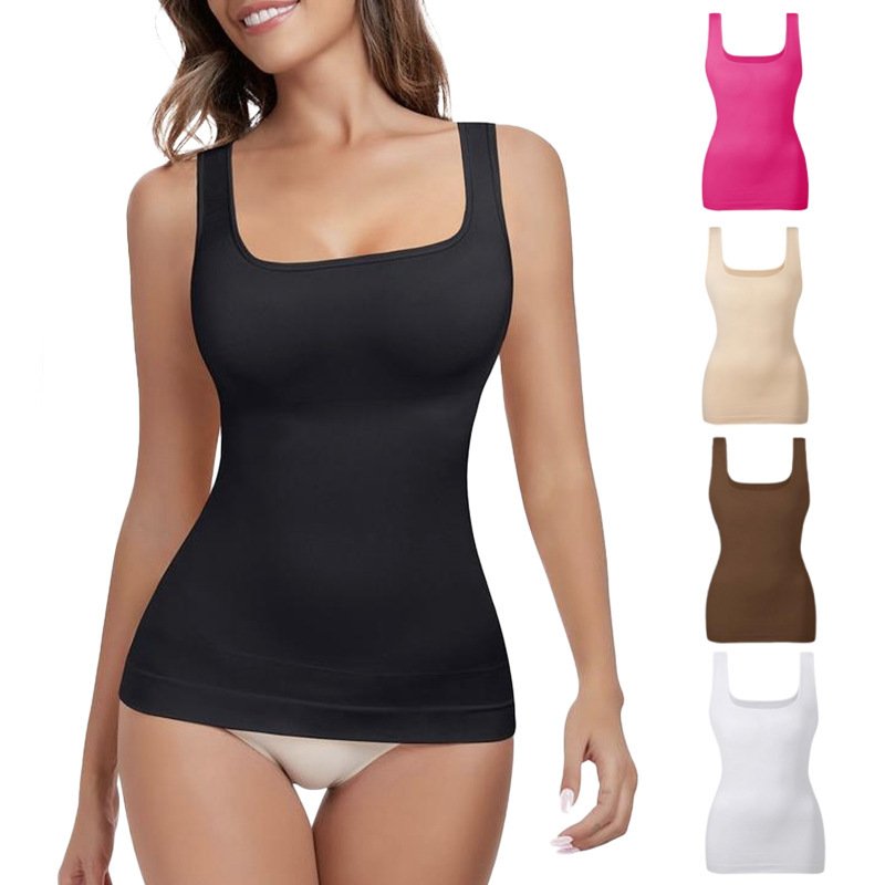 Best Selling Cross Border European And American Women's Tops  Tummy Control Shapewear Compression Tank Top, Seamless Square-neck Women's Shapewear T…