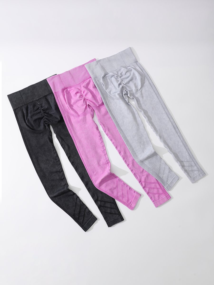 Women Seamless High Waist Yoga Leggings 3 Pack, Ribbed Textured Workout Pants, Butt Lifting Tummy Control Athletic Gym Running Leggings For Fitness