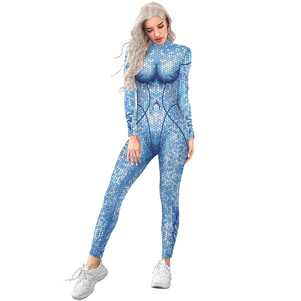 2026European And American Cross-Border Amazon New Jumpsuit Sequined Neptune Back Printed Bodysuit Cosplay