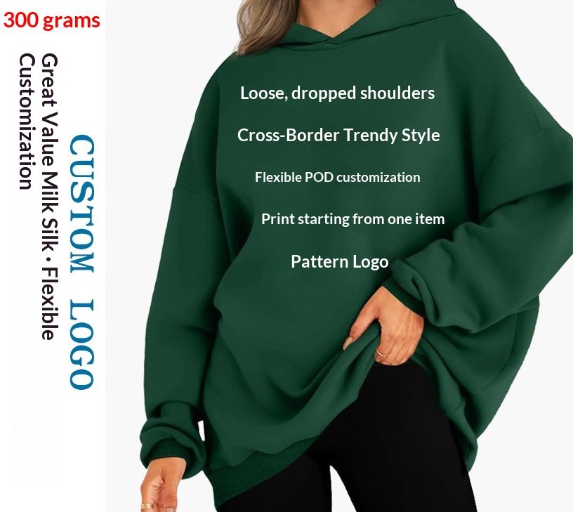 300g Turtleneck Hoodie Fashion Brand Loose Cross-border Men's And Women's Hoodie Jacket Custom Pattern LOGO One Piece