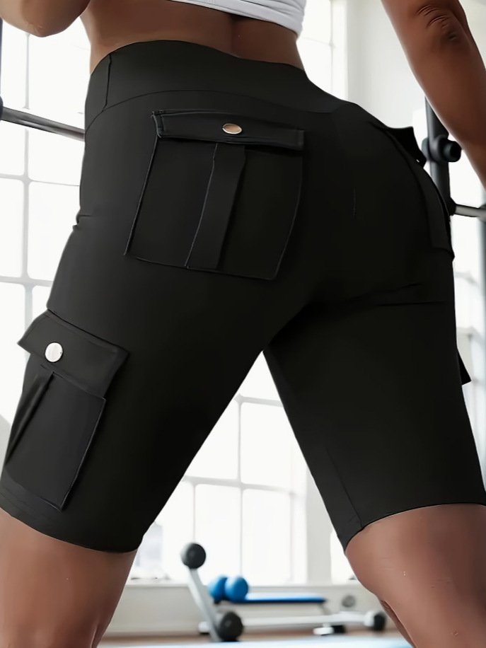 European And American Style Spring And Autumn Pocket Sports Yoga Cargo Shorts Casual Pants Women's Five-Point Pants Tight Leggings