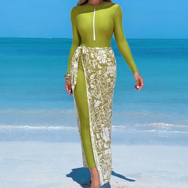 Long Pants Bikini Three-Piece Swimsuit Women's Printed Beach Dress Swimwear