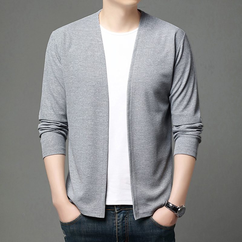 Mens Casual Solid-color Cardigan Jacket