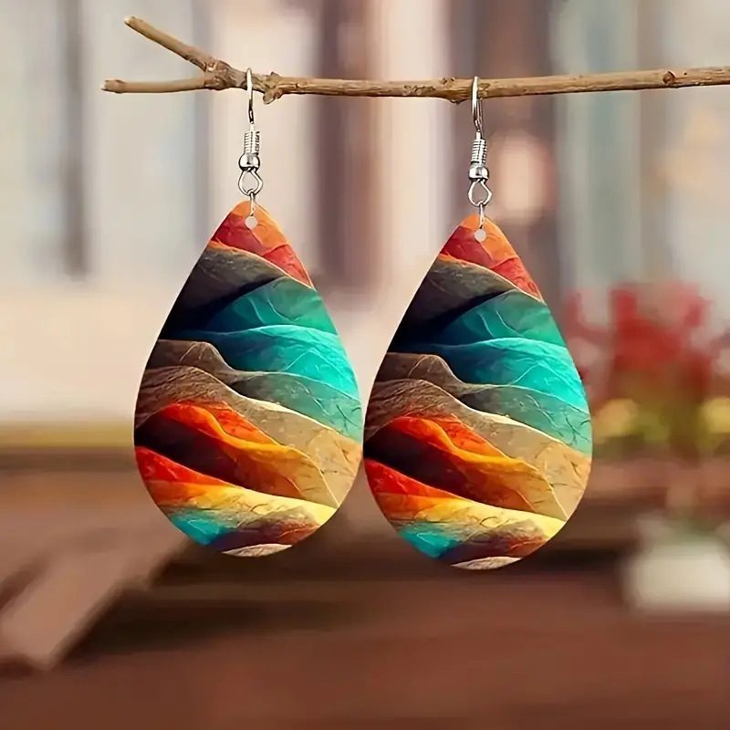 Colorful Water Ripple Pattern Double-Sided Acrylic Earrings