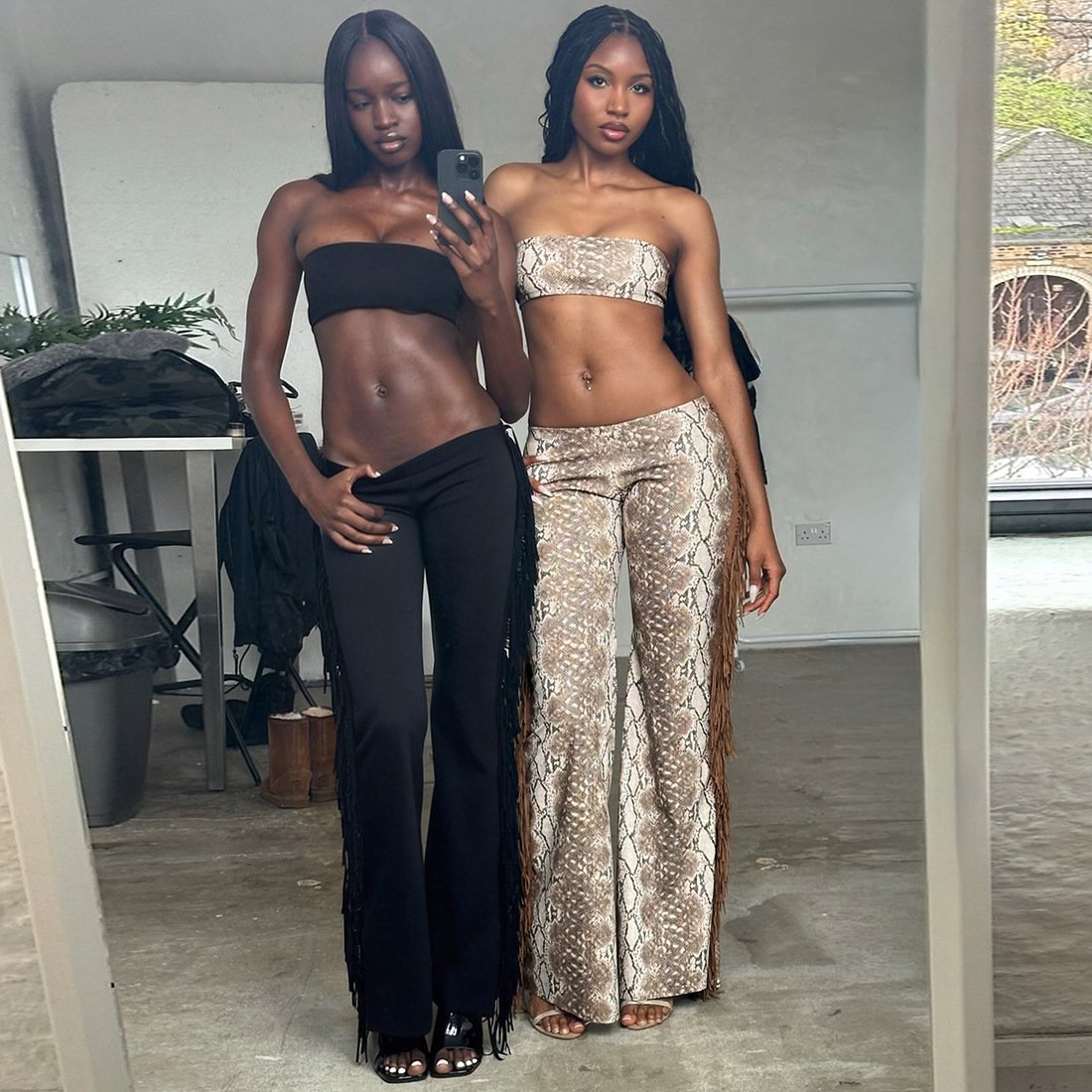 Custom Digital-print Tube Top And High-waisted Leggings Set