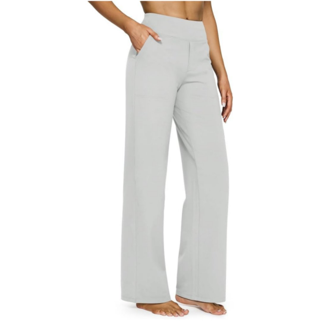 Leisure High Waist Straight Pants Loose Pockets Yoga Pants