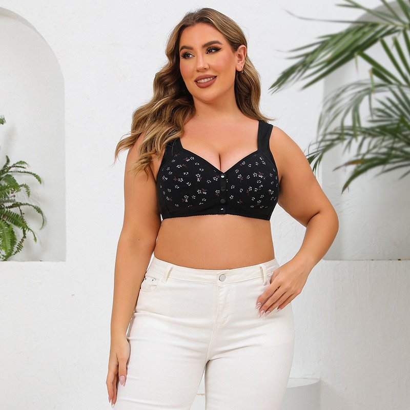 Women's Printed Unwired Shape Front Button-Up Tank Top Bra