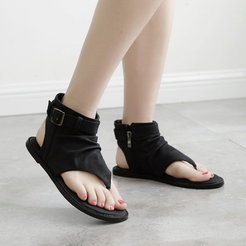 Arrival Womens Thong Sandals Roman-style Low-heeled Leather Strap Shoes