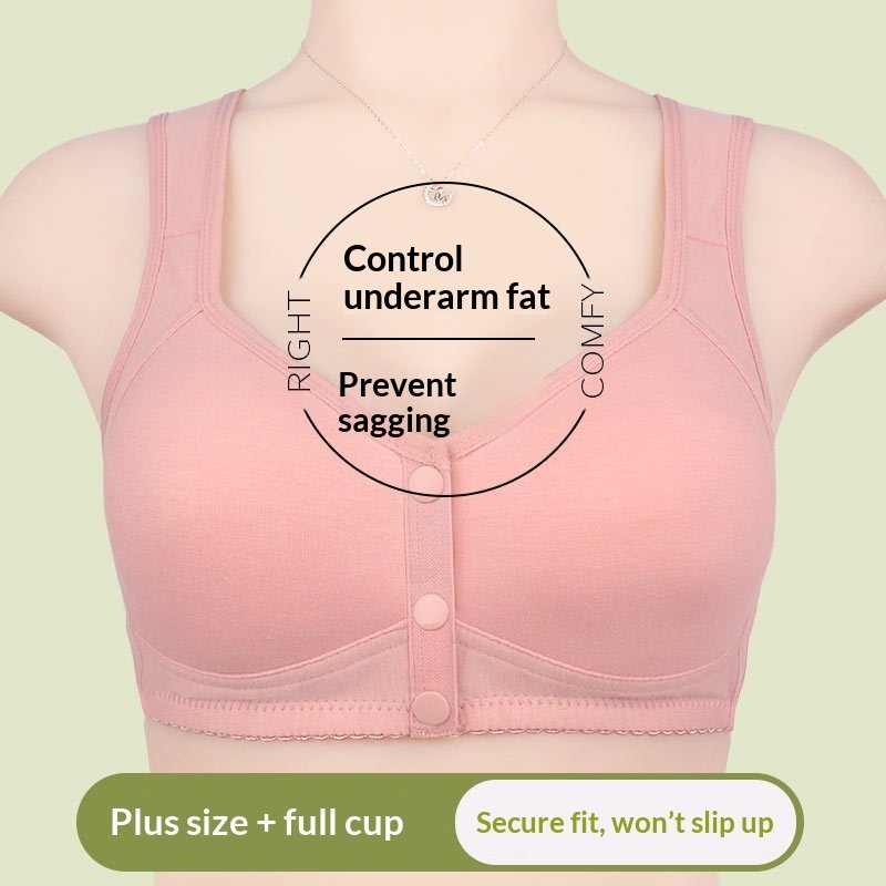Fixed Cup Front Buckle Middle-aged And Elderly Underwear Smooth Wirless Wide Shoulder Strap Vest