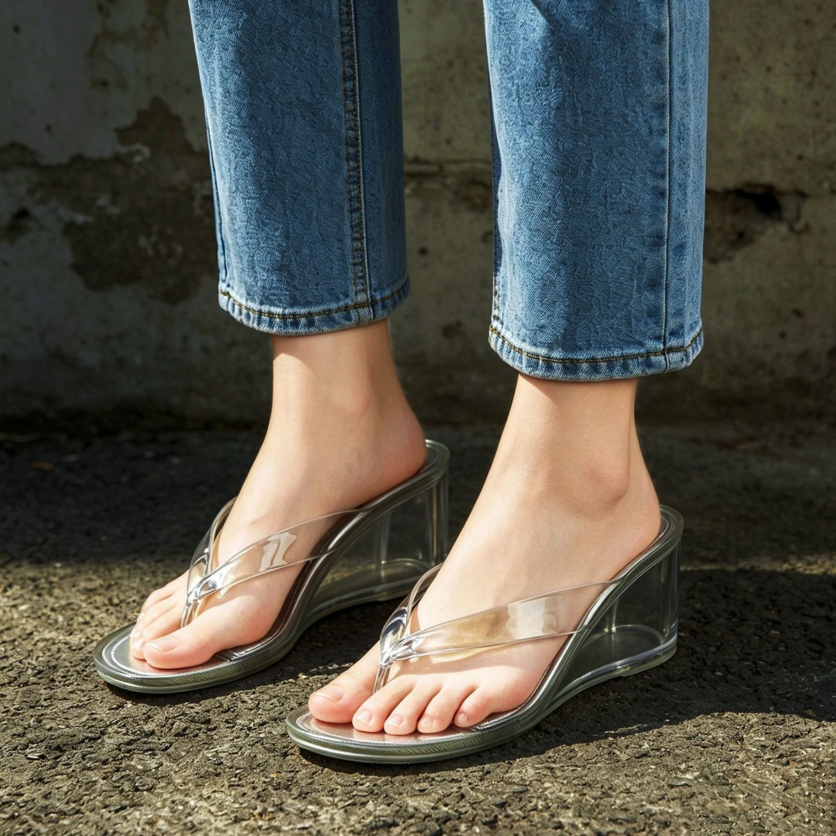 Women's Thong High-heeled Jelly Sandals