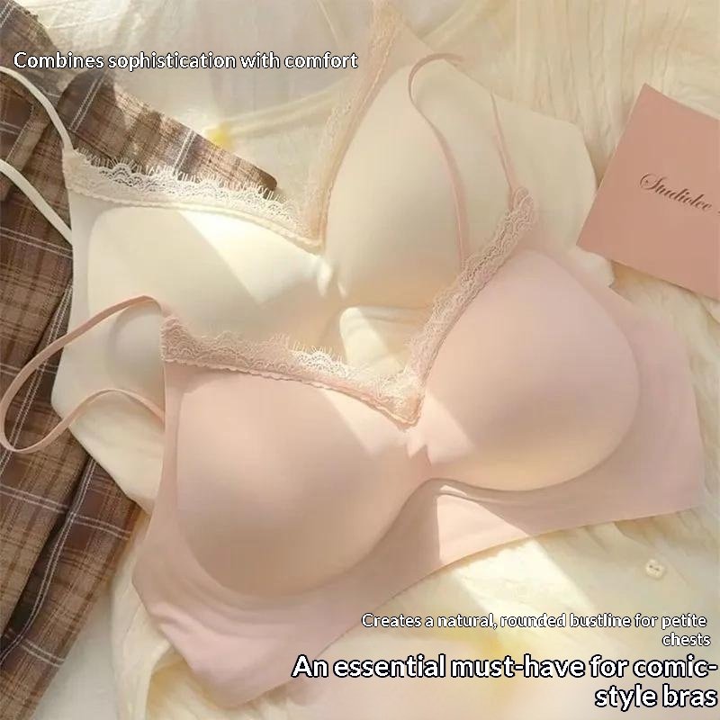 Seamless Lace-edged Push-up Bra For Small Busts