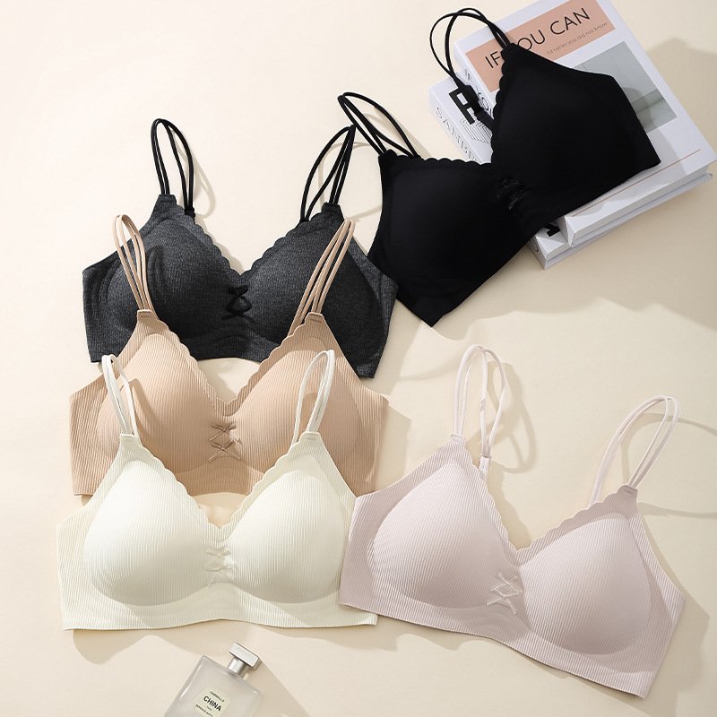 Bow-knot Seamless Womens Small-cup Push-up And Lift Bra