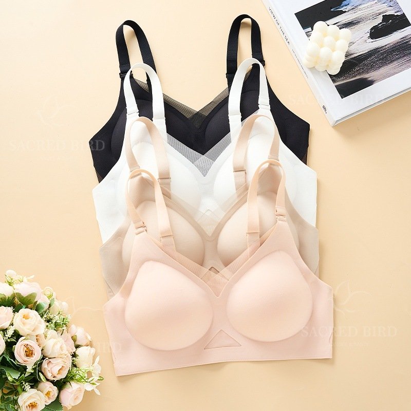 Women Seamless Wireless Breathable Mesh Bra