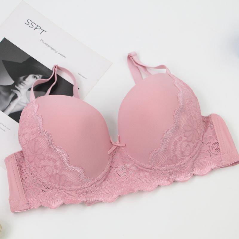French Lace Smooth Bra for Women Plus Size - Seamless Underwire Free Lingerie Comfortable Daily Wear