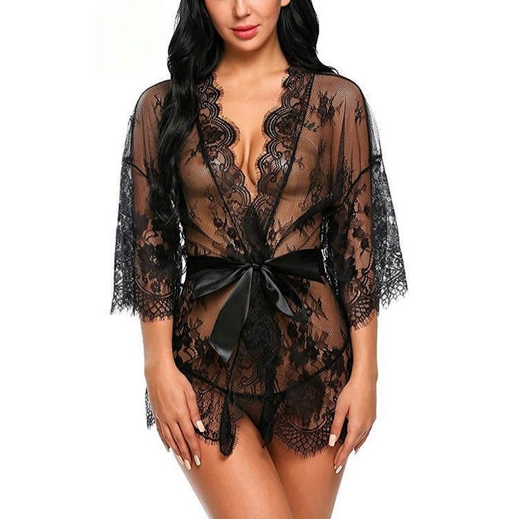 Sexy Sheer Lace Mesh Lingerie Set