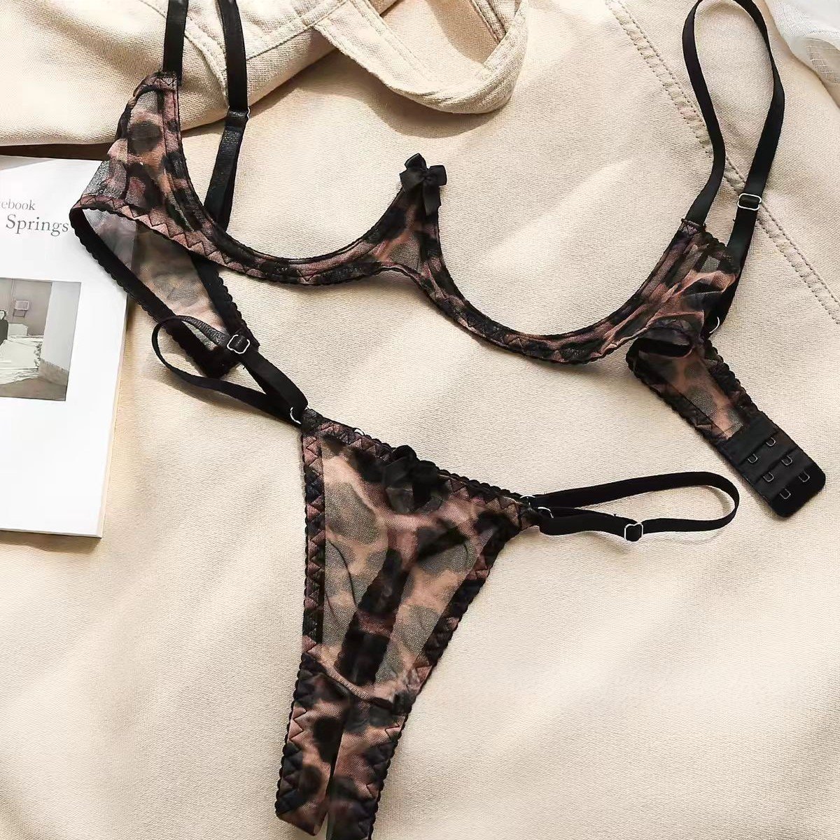 Leopard-print French-style Push-up Sexy Bra