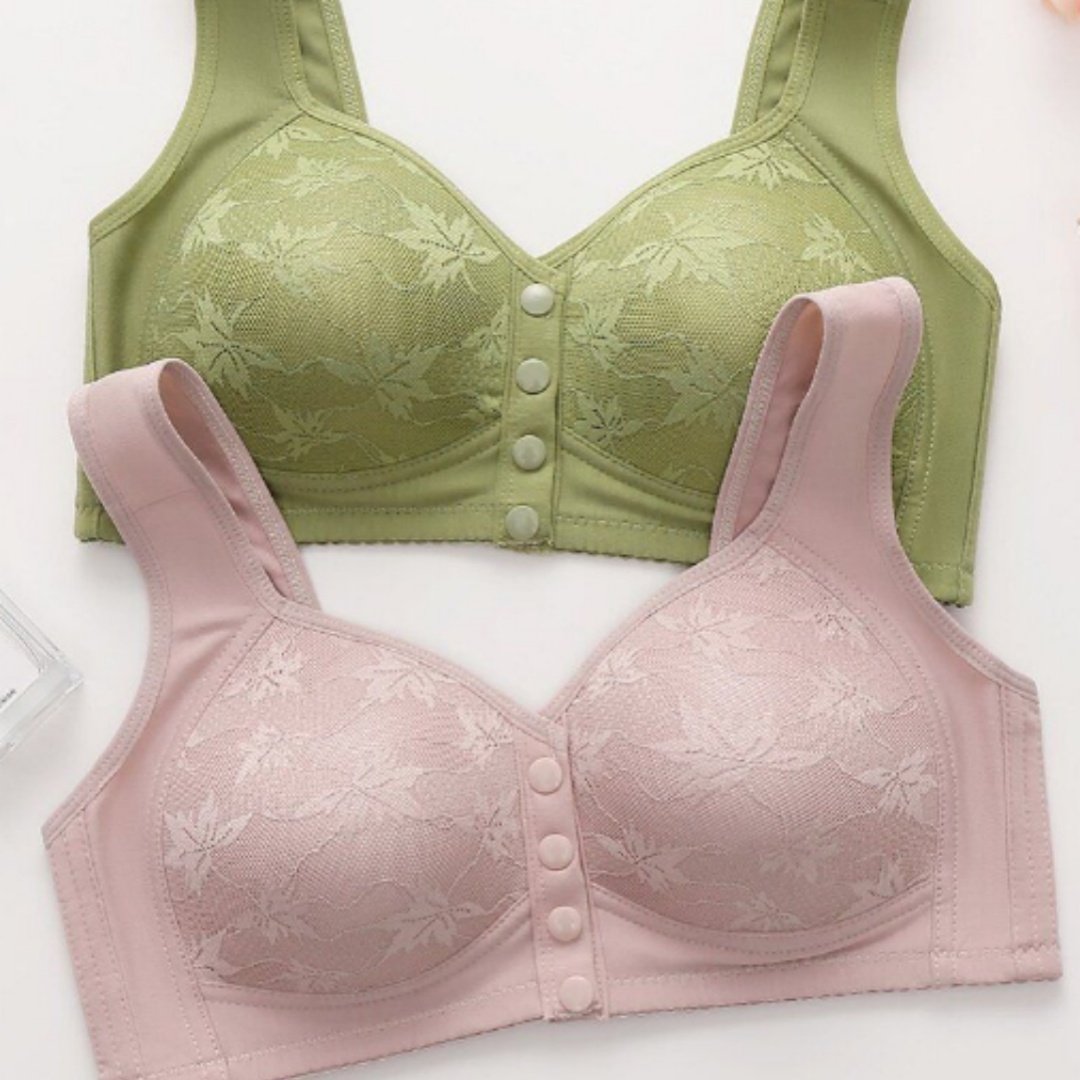 Women Plus Size Seamless Wireless Front Closure Support Bra