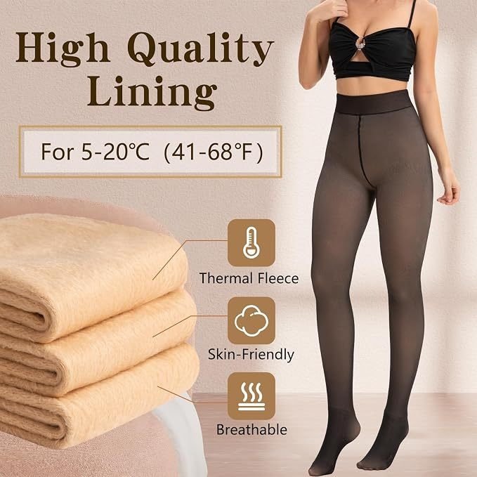 Translucent High-waisted Winter Thermal Sheer Leggings