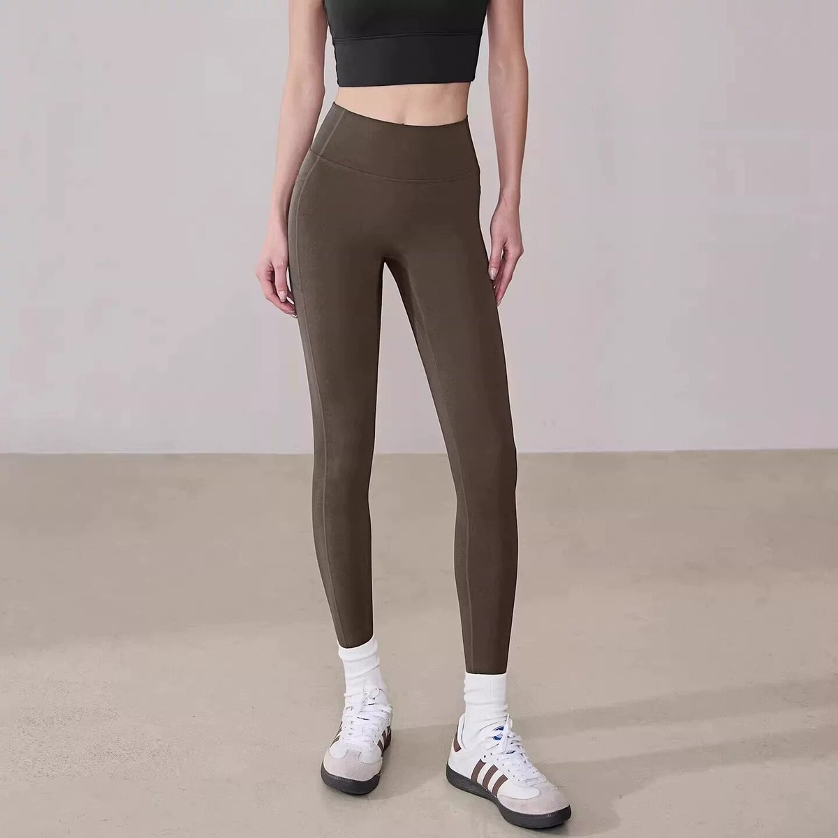 Womens Pocket Bare-skin Feel No-see-through Seams High-waisted Yoga Leggings