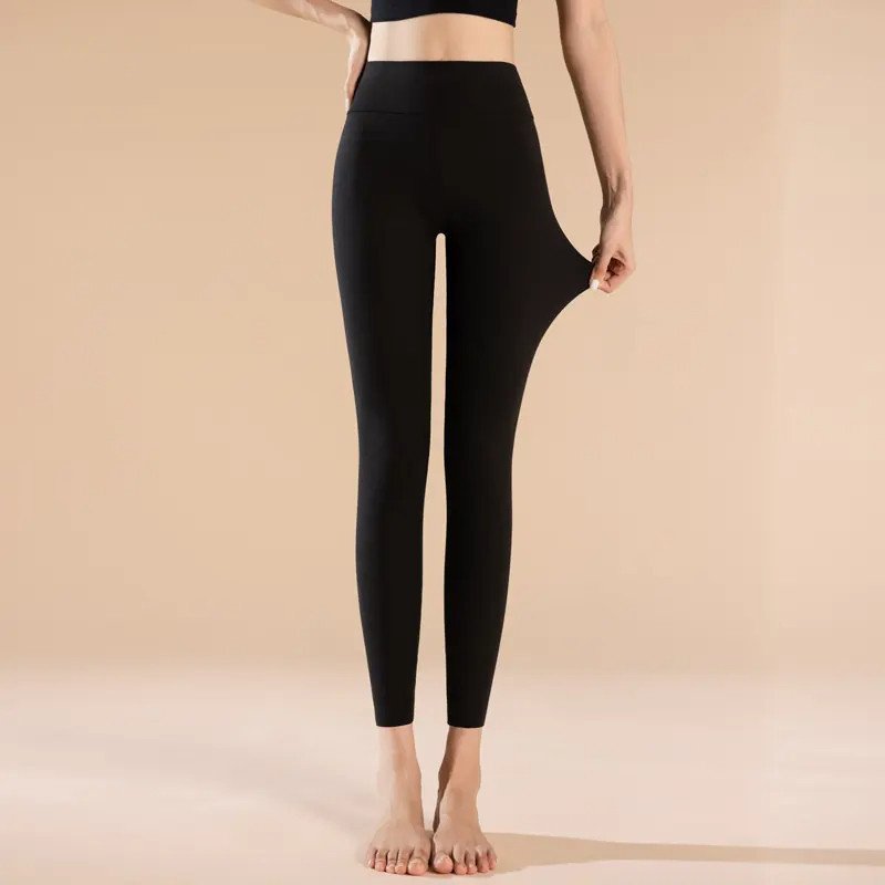 Womens Seamless Thin Fleece-lined, Plus-size Thermal Leggings