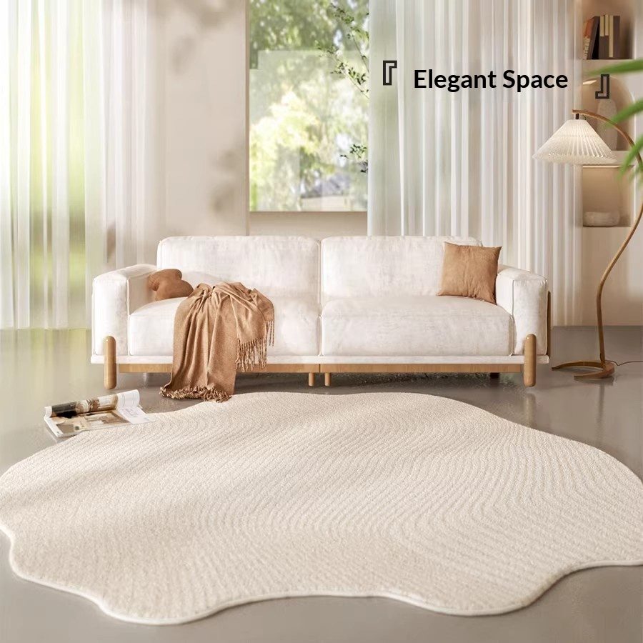 Minimalist Light-luxury Thickened Faux-cashmere Rug With An Irregular Shape