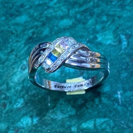 Sterling Silver Colorful Crystals Ring Female Rainbow Color Zircon Ring
