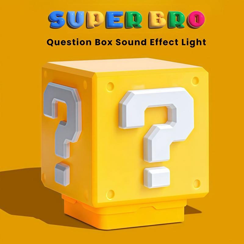 Mario Block Night Light - Sound Effect LED Lamp, USB Rechargeable, Touch-Activated, Game-Themed Decor For Bedroom & Desk, Ideal Gift For Gamers & Kids