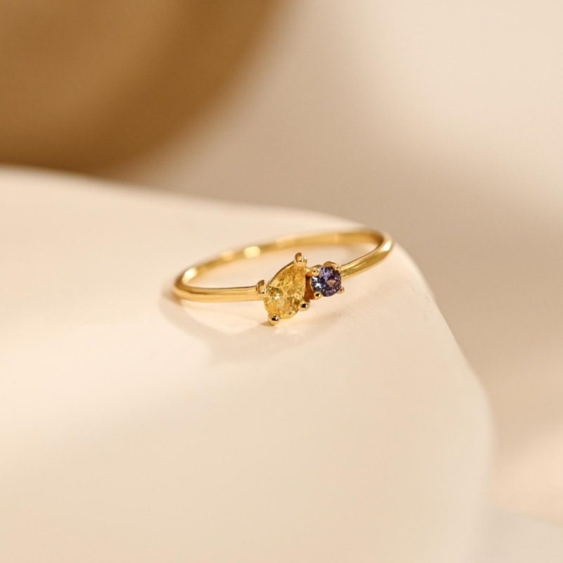 Birthday Stone Round Diamond Ring For Women