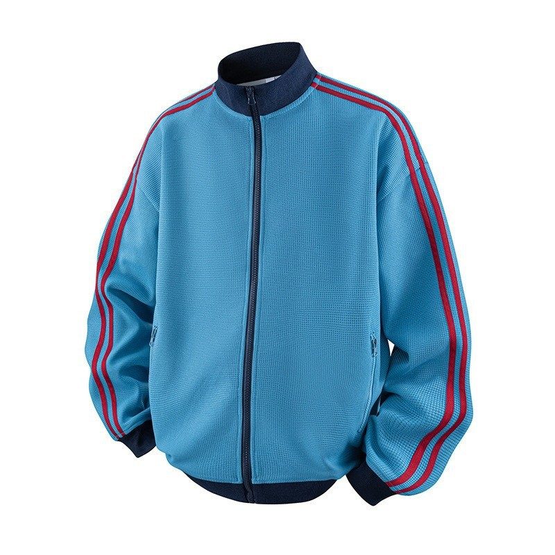Striped Stand-Neck Preppy-Style Casual Sports Retro Jacket