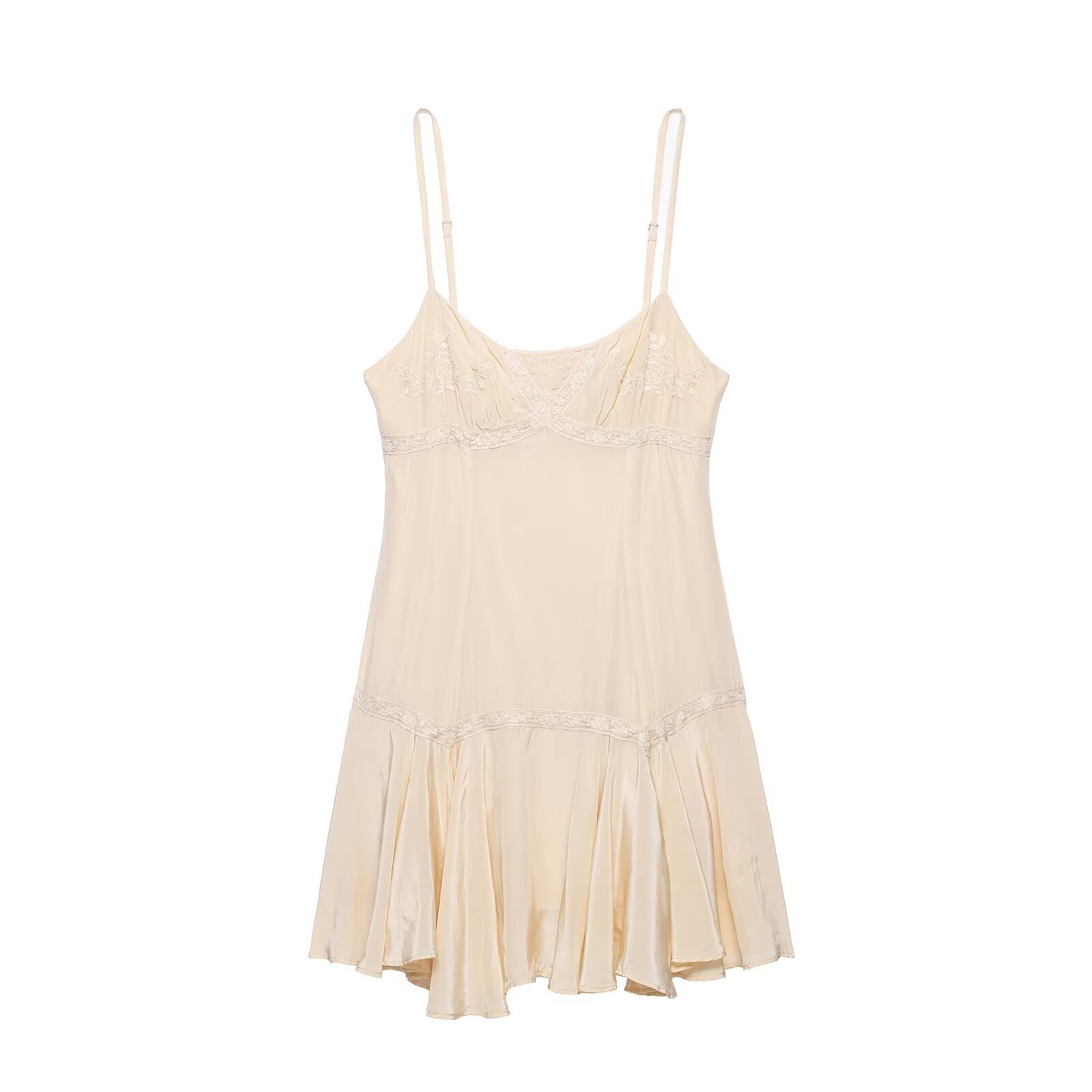 Hot girl embroidered lingerie style dress
