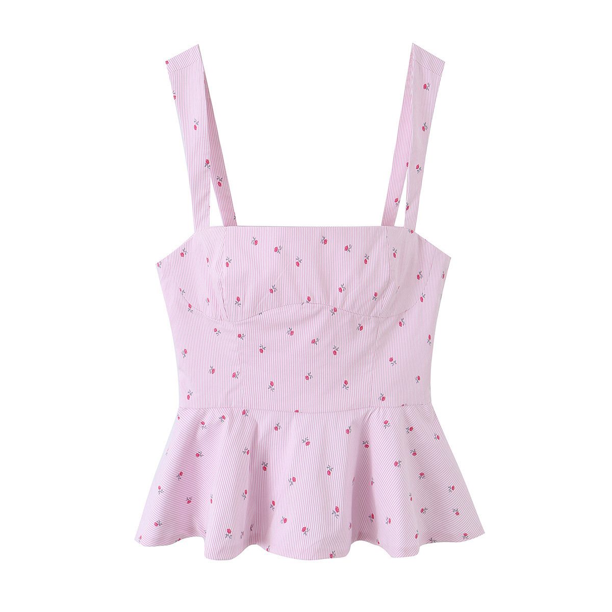 Sweet and spicy striped flower tight corset top
