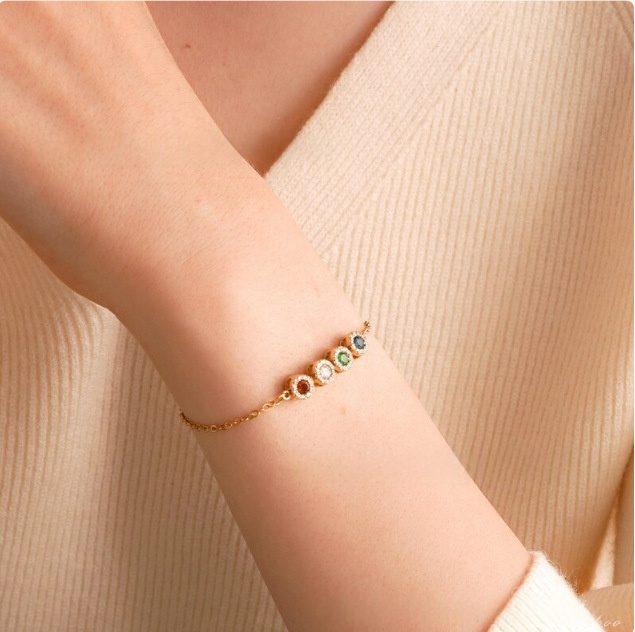 Customized Light Luxury Birthday Stone Colored Zircon Bracelet For Women