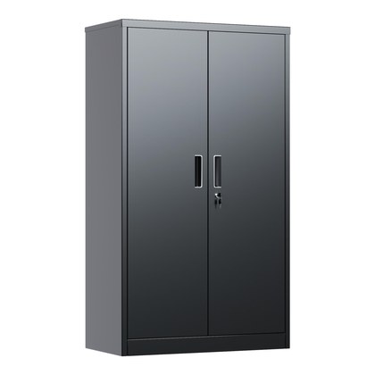 Metal Garage Storage Cabinet, Lockable Steel Storage Cabinet With 3 Adjustable Shelves For Garage, Office, Home, Assembly Required, Black