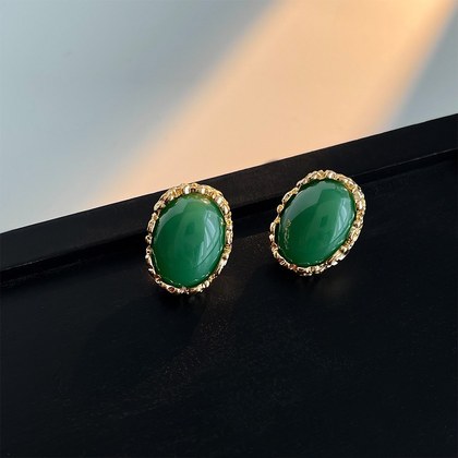 French Retro Victorian Earrings For Women Emerald Zircon Stud Earrings Fine Jewelry Gift