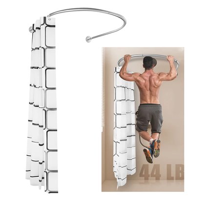 No Drilling Shower Curtain Rod L Shape with Curtain, Adjustable Rustproof Rail 0.9-1.3m Stainless Steel