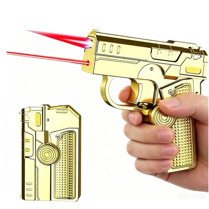 Butane Free-2-in-1 Fidget Spinner Gun Lighter Foldable Transformer Metal Lighter Red Laser Windproof Novelty EDC Gadget Gift For Men