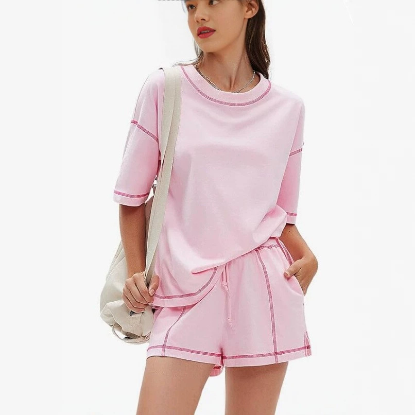 Summer New Solidcolor Shortsleeve And Shorts Set