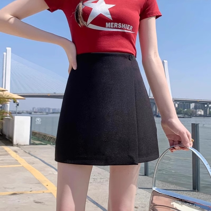 New High-waisted Irregular Midi Skirt For Women
