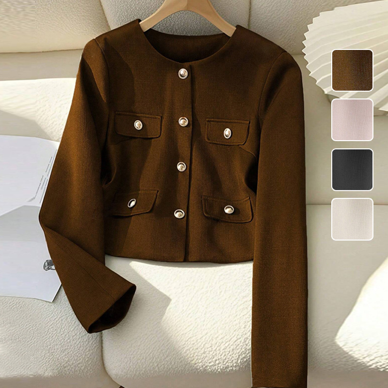 New Round Neck Autumn Fashion Short Round Neck Wool Coat