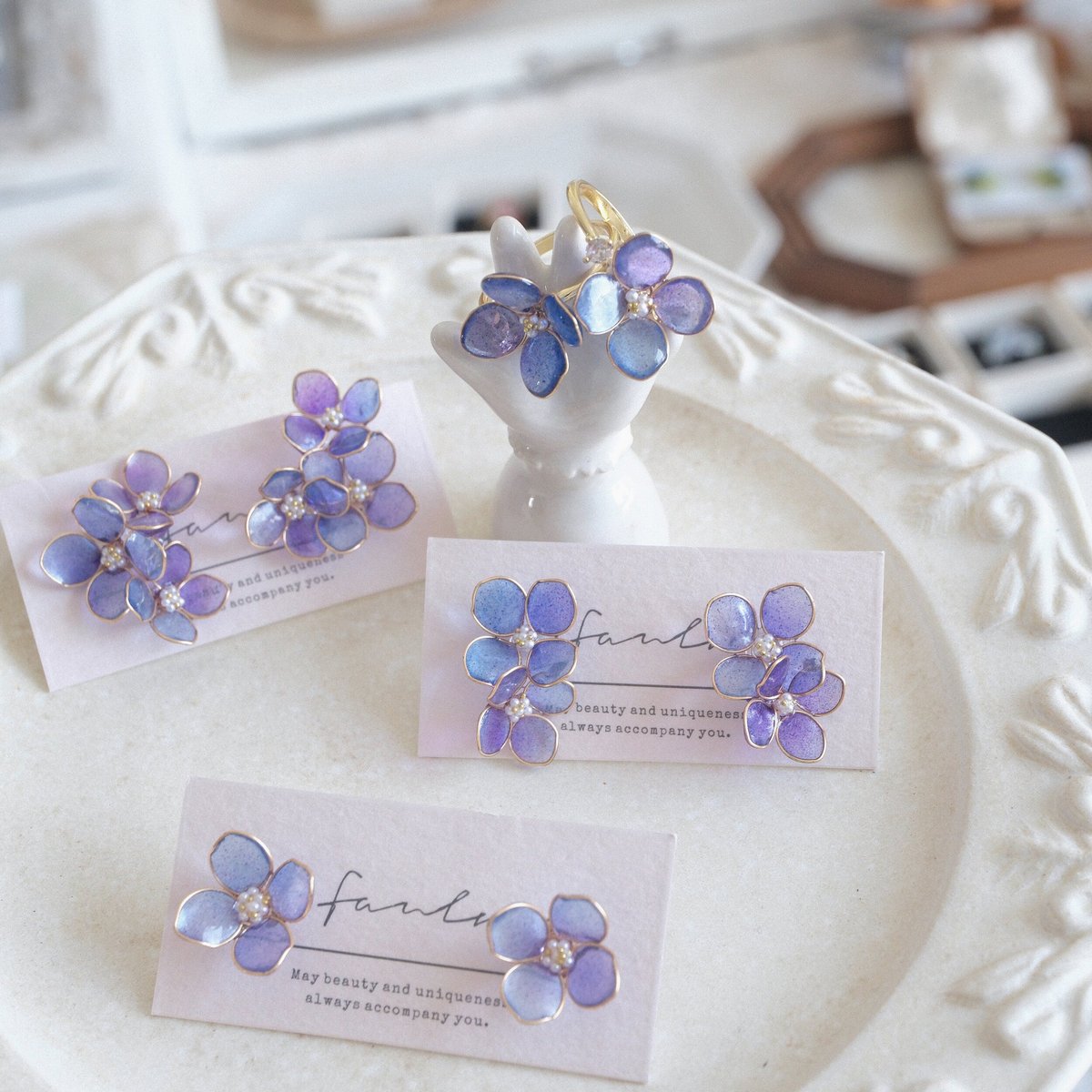 Summer Hydrangea Purple Gentle Flower Earnail Earring