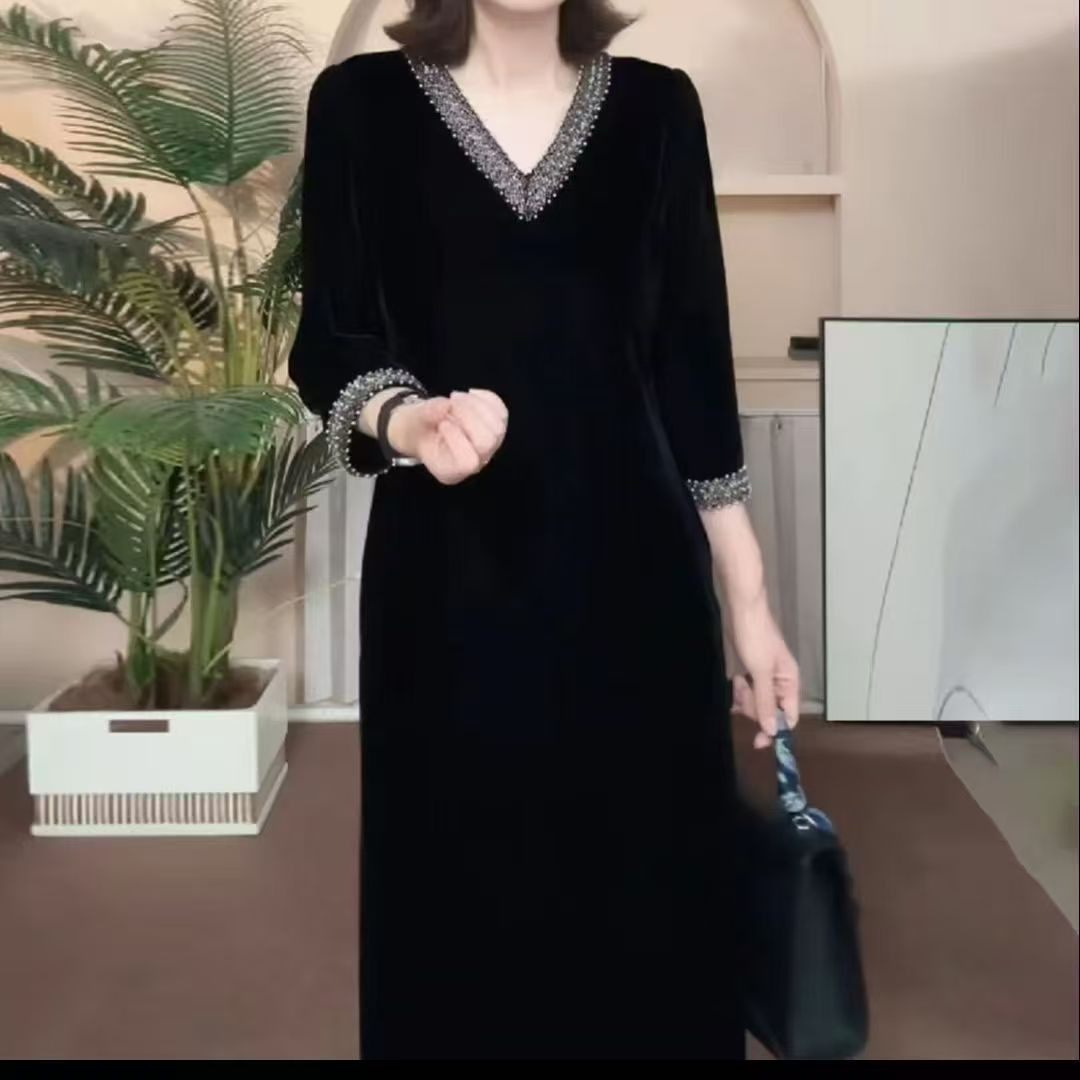 Womens Fashion Casual Dress With Three-Quarter Sleeves