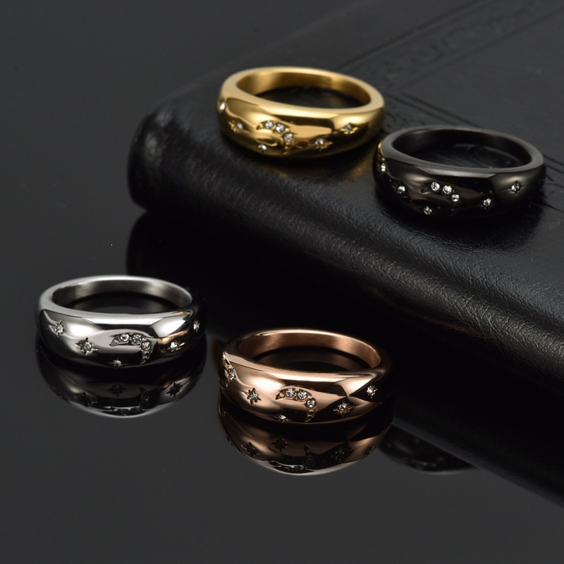 Stars And Moon Titanium Steel Ring For Women