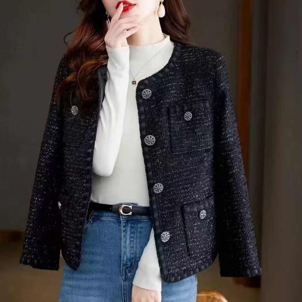 Houndstooth Round-neck Loose-fitting Cropped Top